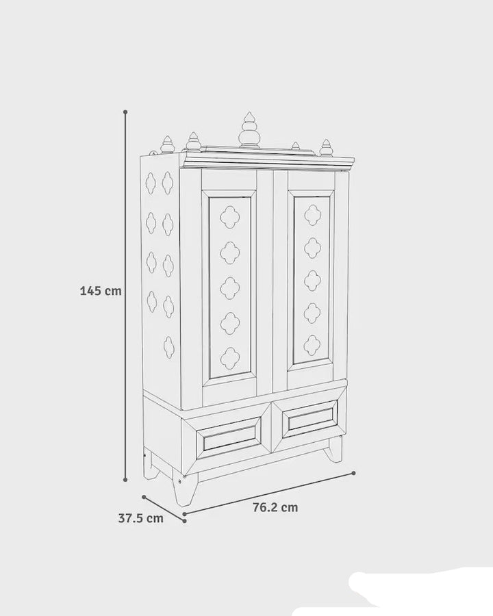 Yulia Solid Wood Pooja Mandir for Home with Doors | Handcrafted Home Temple