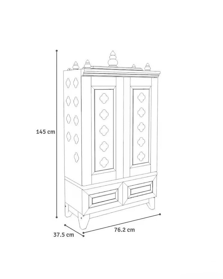 Yulia Solid Wood Pooja Mandir for Home with Doors | Handcrafted Home Temple - White