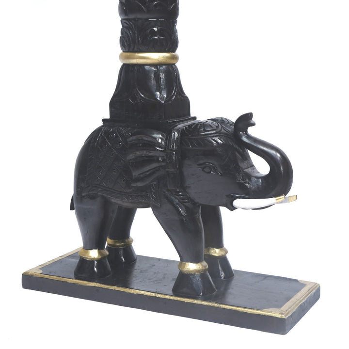 Akshara Wooden Brass Chain Royal Carved Elephants pillar Swing