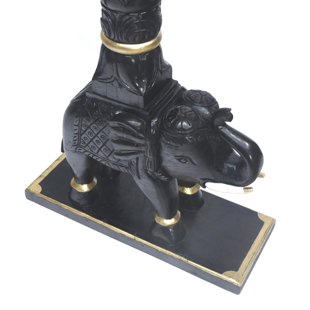 Akshara Wooden Brass Chain Royal Carved Elephants pillar Swing