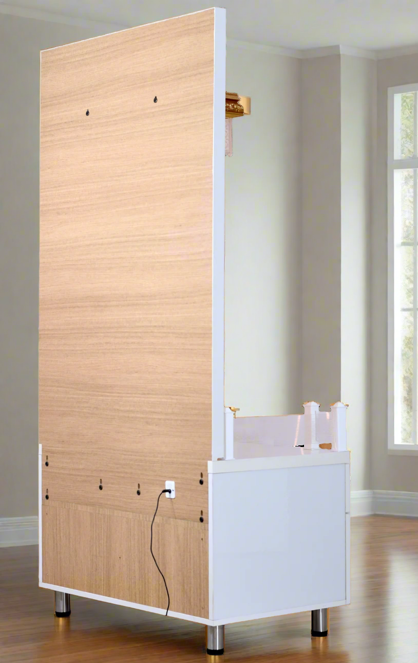 Zuri Designer Large Wooden Mandir with Floating Shelves in Hi Gloss White Colour