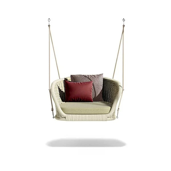 Noxe Single Seater Hanging Swing Without Stand For Balcony Garden Swing (Cream) Braided & Rope - Swings