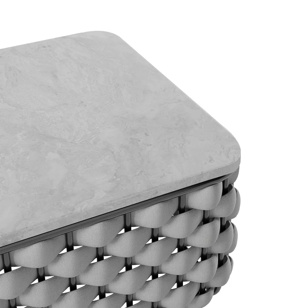 Fepel Outdoor Garden Balcony Sofa Set 2 Seater, 2 Single seater and 1 Center Table Set, Braid & Rope (Grey)