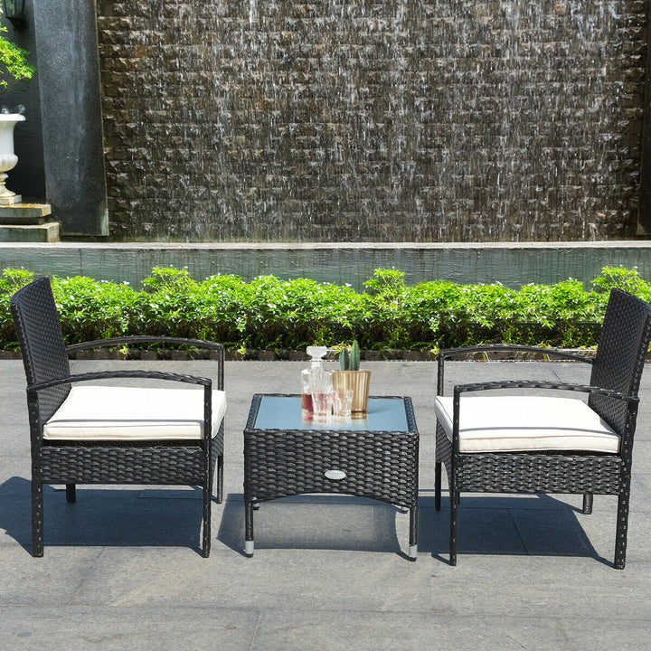 Anie Outdoor Patio Seating Set 2 Chairs and 1 Table Set (Black)