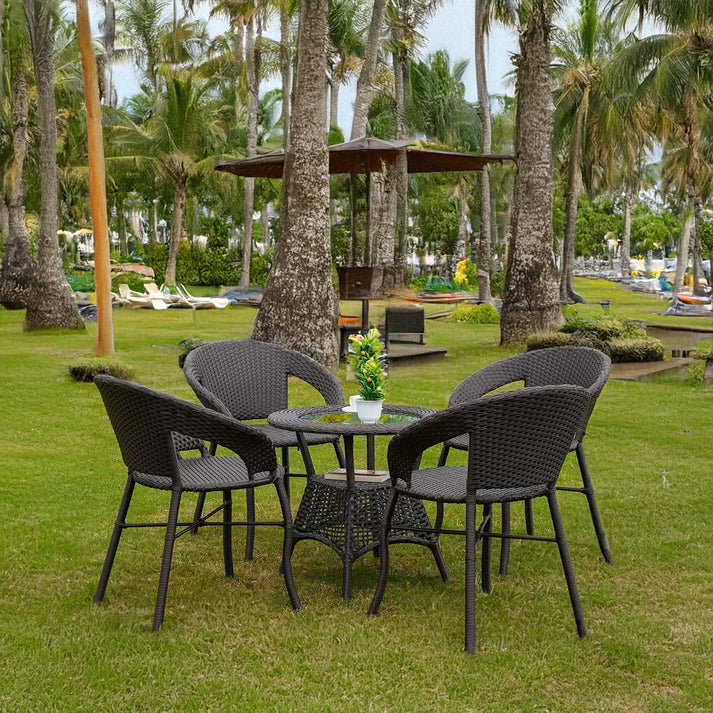 Falak 5-Piece Outdoor Rattan Wicker Patio Bistro Set