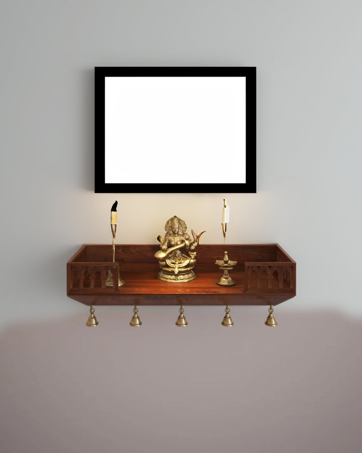 Anna Handcrafted Solid Wood Pooja Mandir for Home | Wall-Mounted Home Temple
