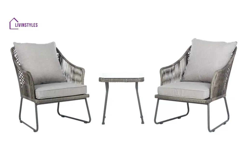 Aadhan Outdoor Patio Seating Set 2 Chairs and 1 Table Set (Grey) - Coffee Table Sets
