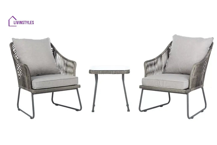 Aadhan Outdoor Patio Seating Set 2 Chairs and 1 Table Set (Grey) - Coffee Table Sets