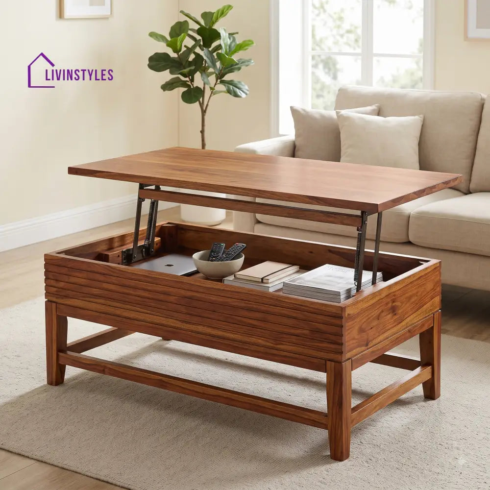 Aadhira Sheesham Wood Lift Top Coffee Table for Living Room