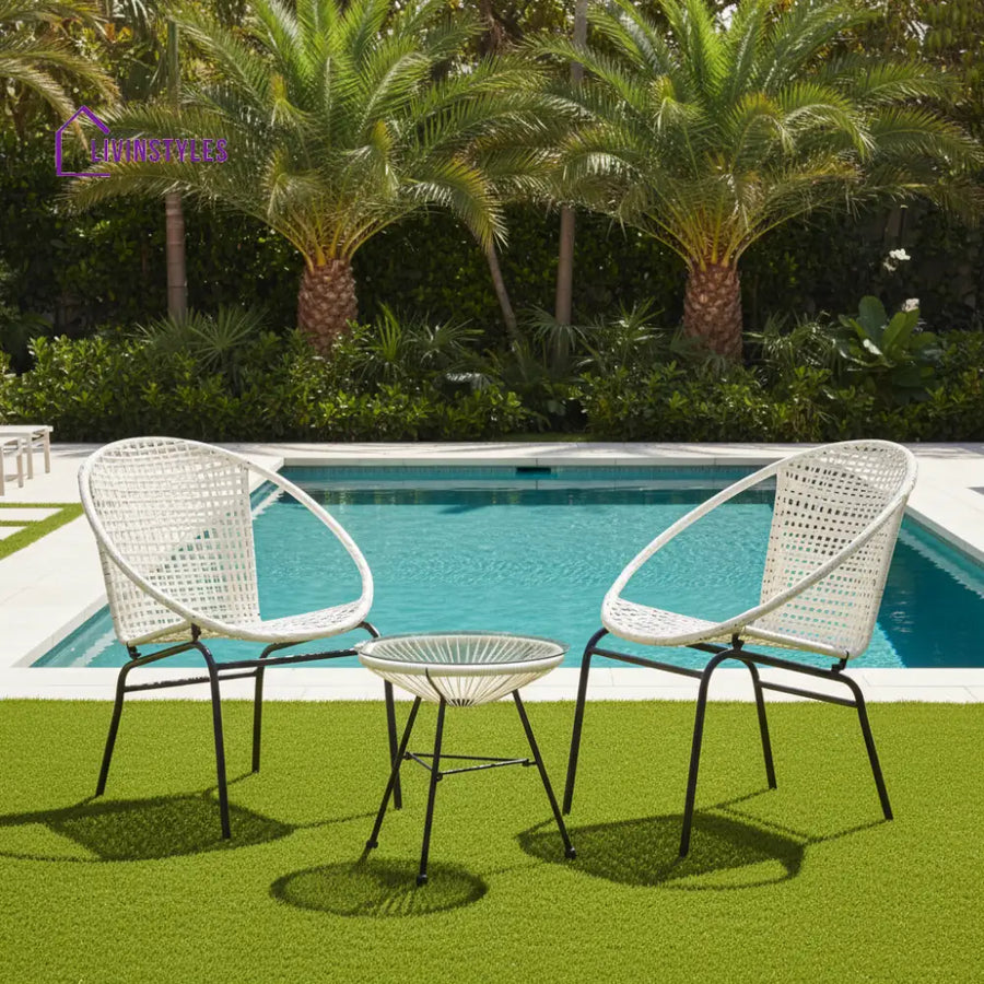 Aadhish Outdoor Patio Seating Set 2 Chairs and 1 Table Set (Cream) - Coffee Table Sets