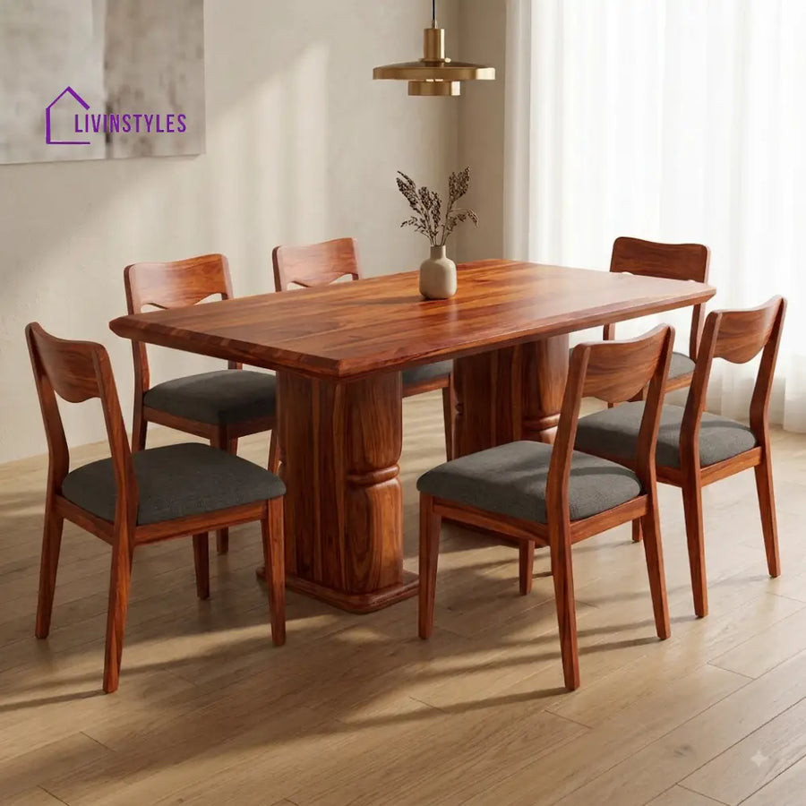 Aadhya Premium Wooden 6 Seater Dining Table Set