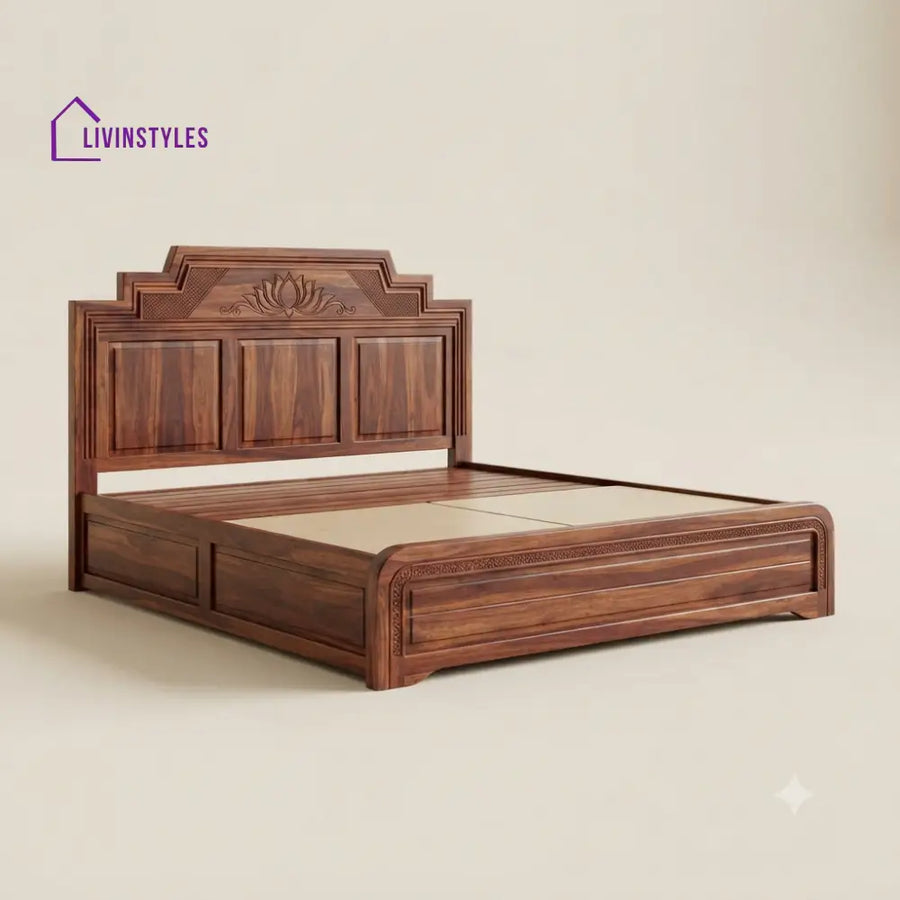 Aadhya Sheesham Wood Bed With Box Storage | Wooden Bed