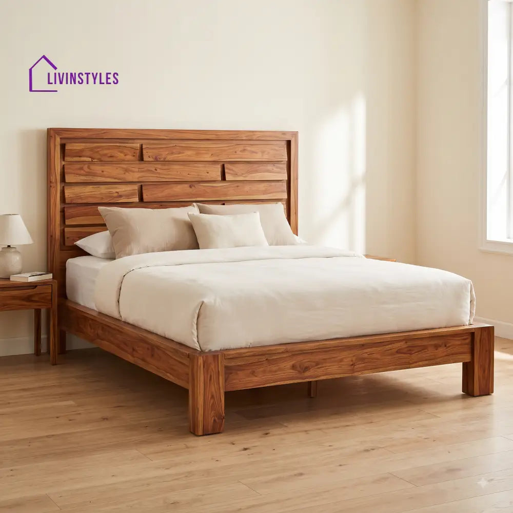 Aadhya Sheesham Wood King Size Bed | Wooden Bed without Storage