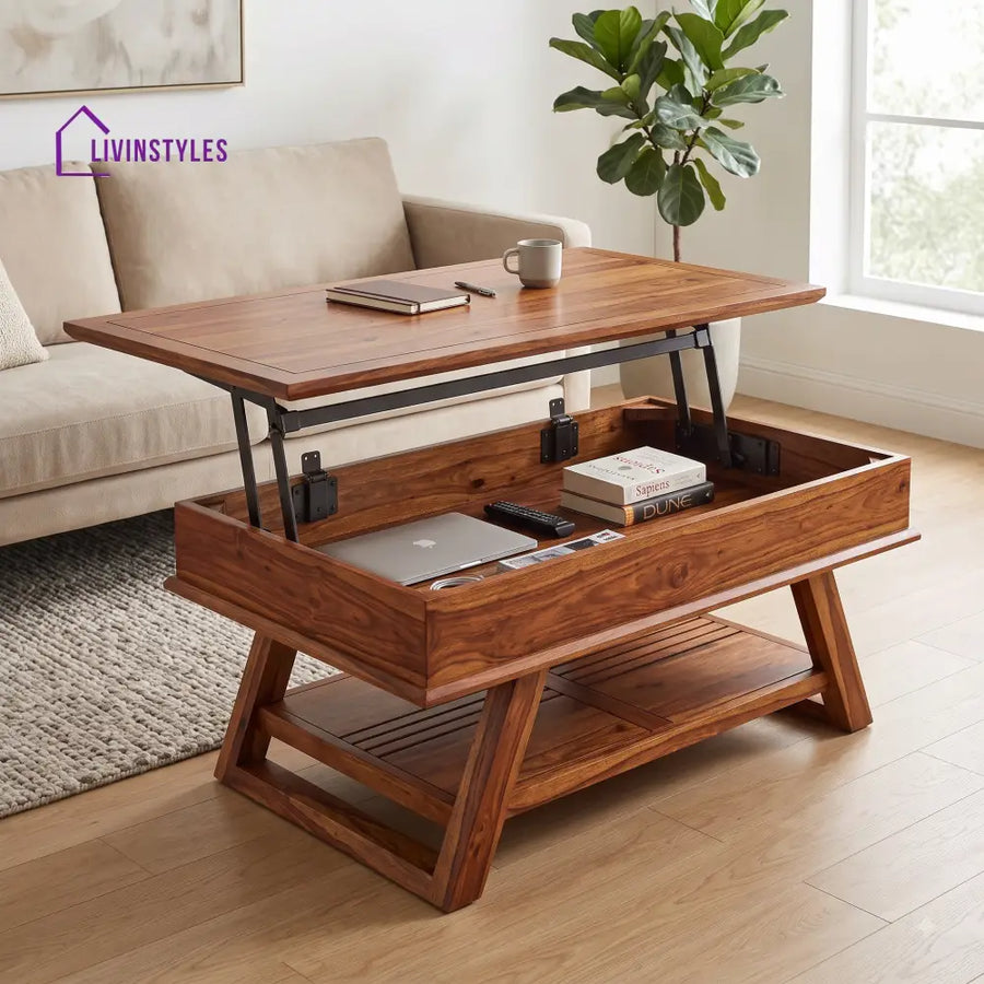 Aadhya Sheesham Wood Lift Top Coffee Table for Living Room
