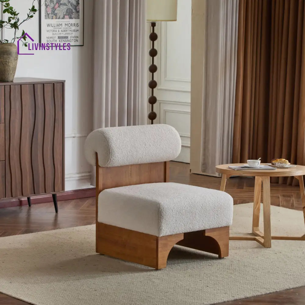 Aadhya Solid Wood and Fabric Arm Chair | Living Room Chair | Lounge Chair