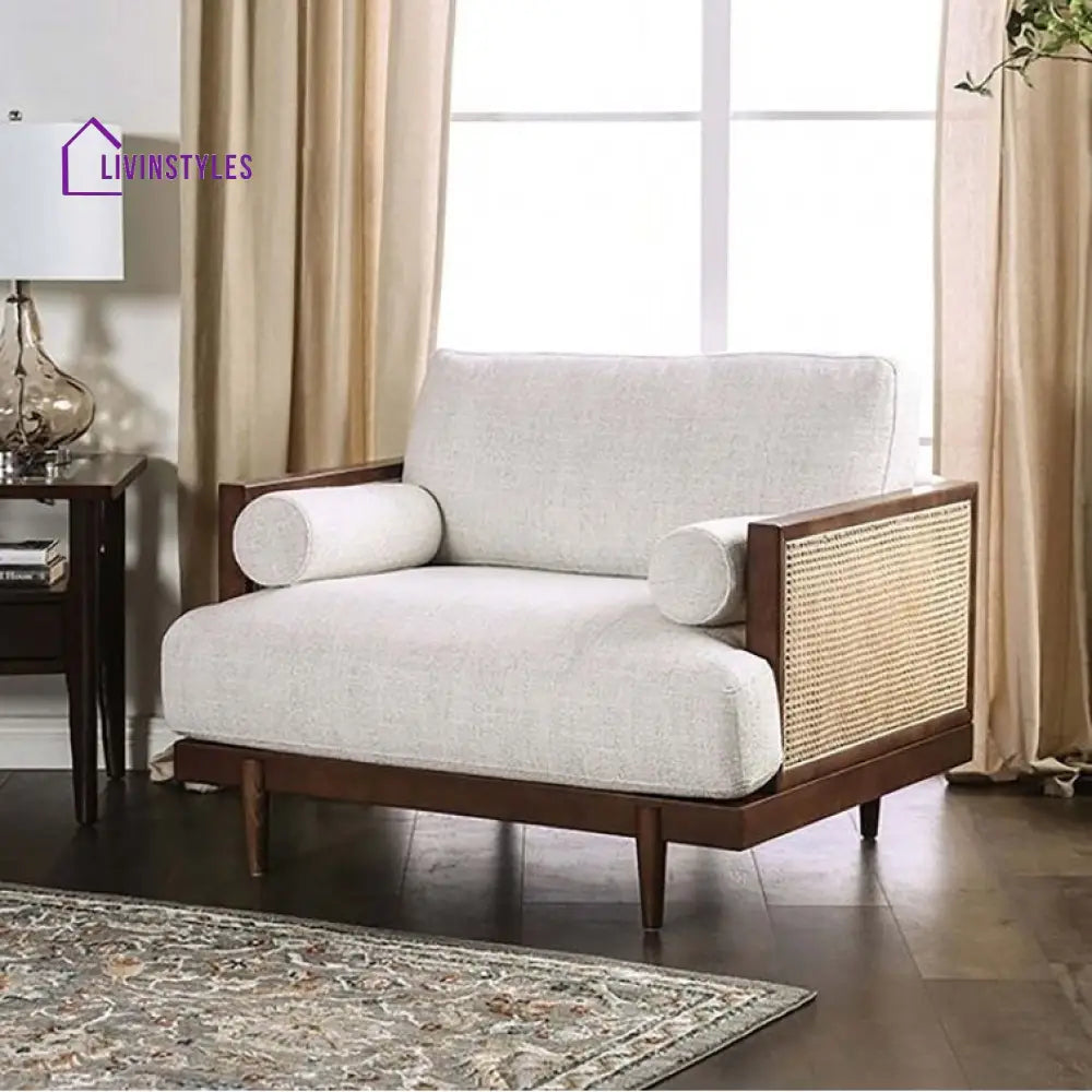Aaditri Solid Wood and Fabric Arm Chair | Living Room Chair | Lounge Chair