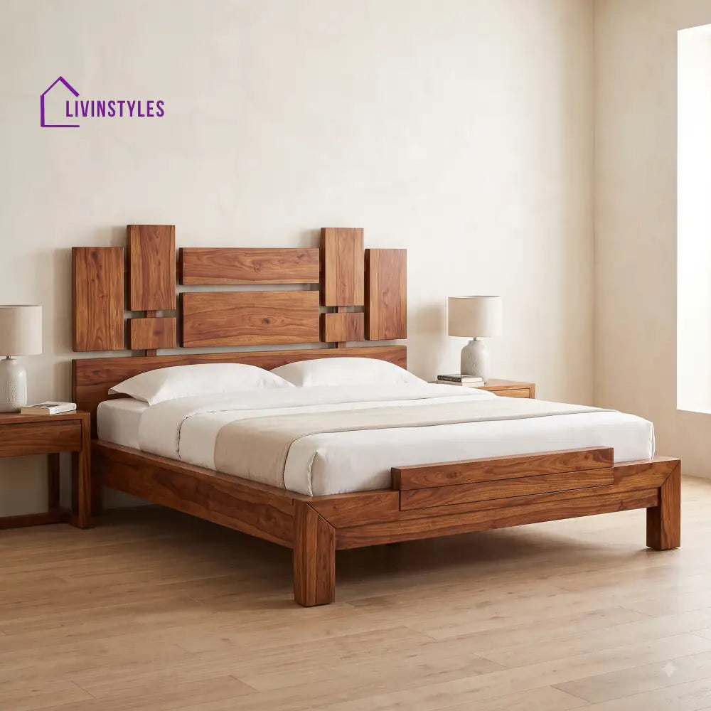 Aahana Sheesham Wood King Size Bed | Wooden Bed without Storage