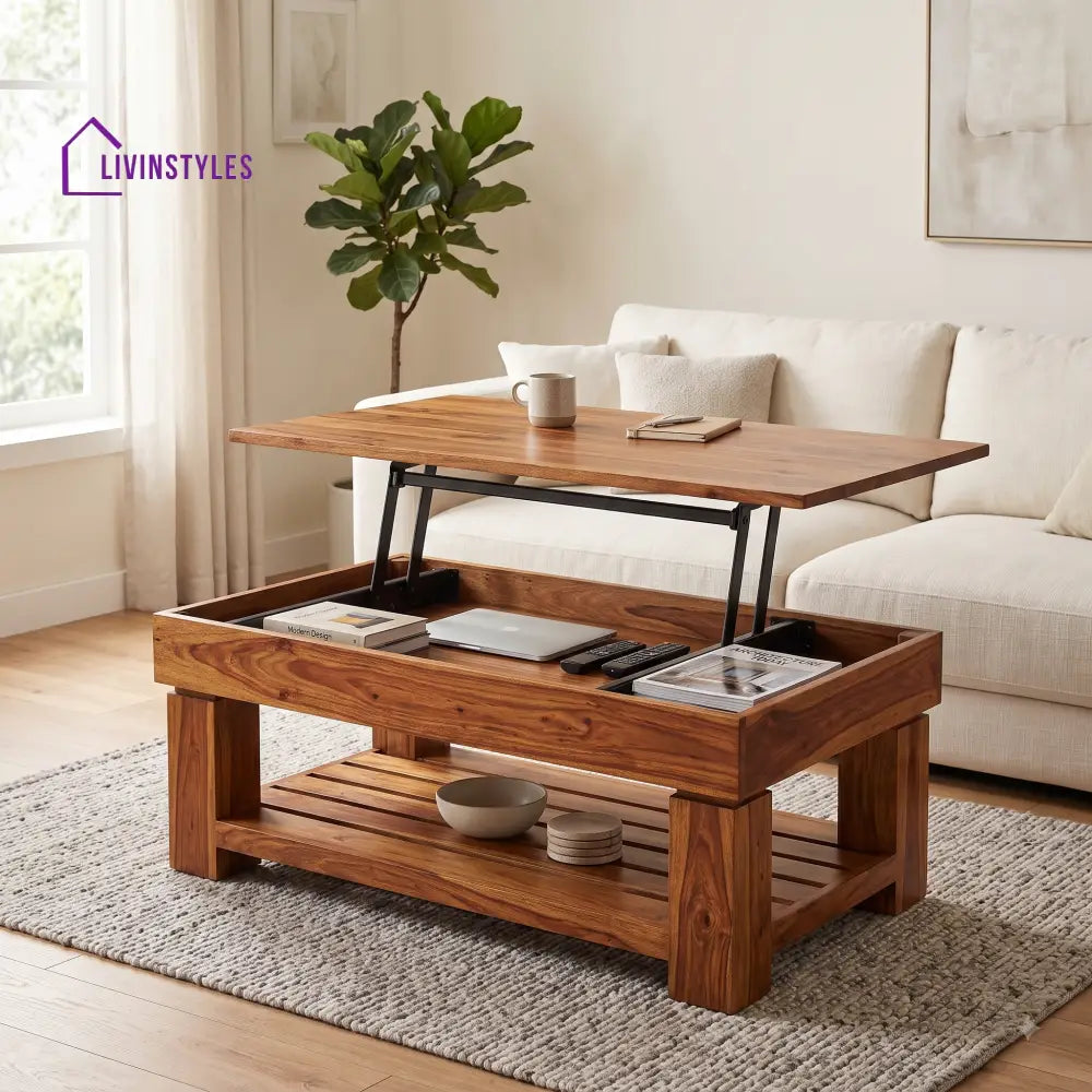 Aahana Sheesham Wood Lift Top Coffee Table for Living Room