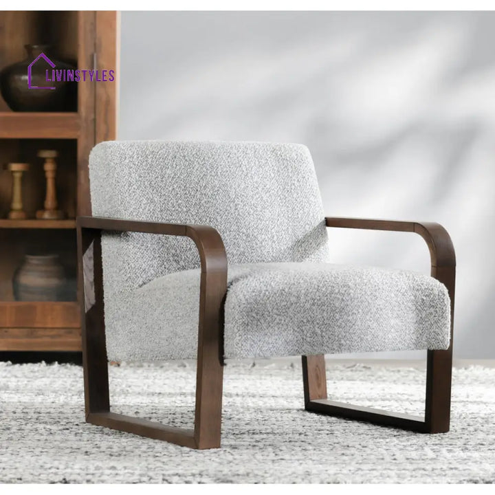 Aahana Solid Wood and Fabric Arm Chair | Living Room Chair | Lounge Chair