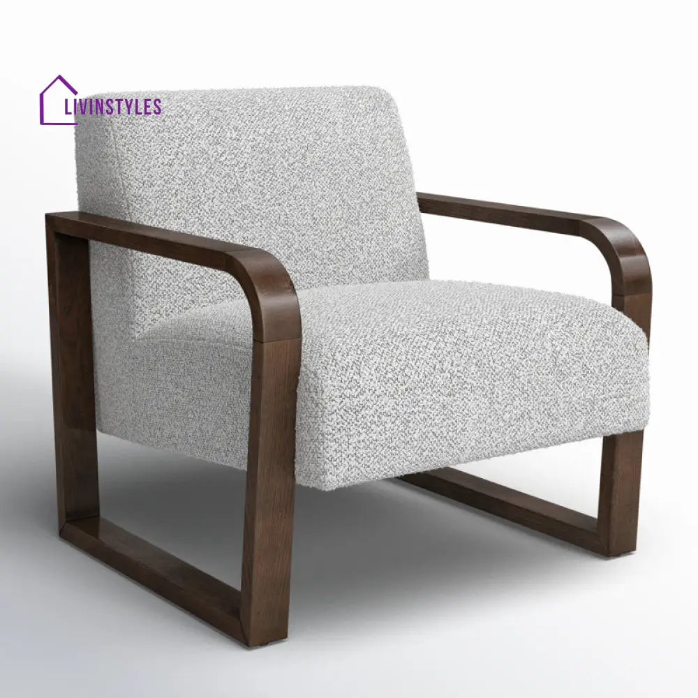 Aahana Solid Wood and Fabric Arm Chair | Living Room Chair | Lounge Chair