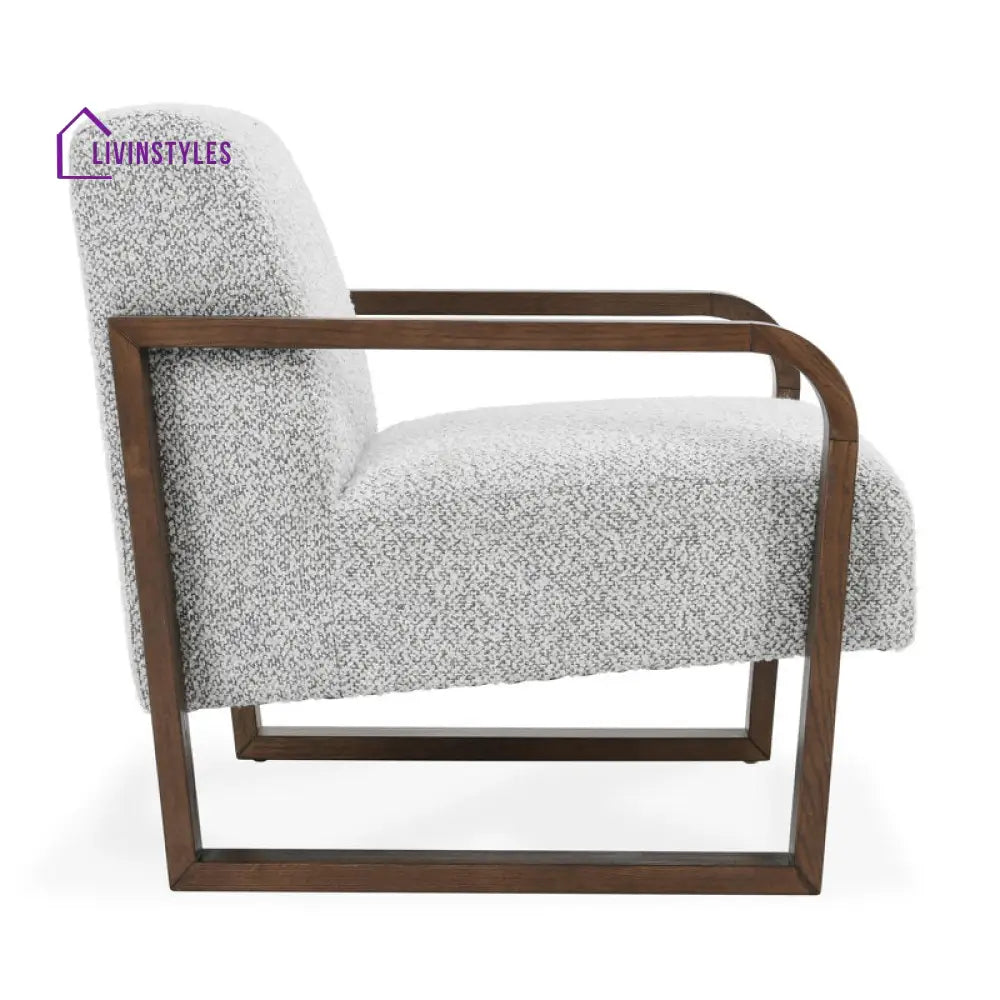 Aahana Solid Wood and Fabric Arm Chair | Living Room Chair | Lounge Chair