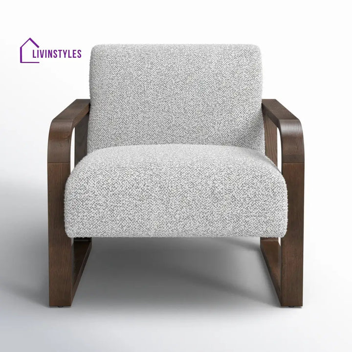 Aahana Solid Wood and Fabric Arm Chair | Living Room Chair | Lounge Chair