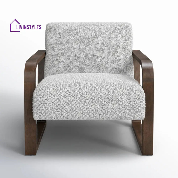 Aahana Solid Wood and Fabric Arm Chair | Living Room Chair | Lounge Chair