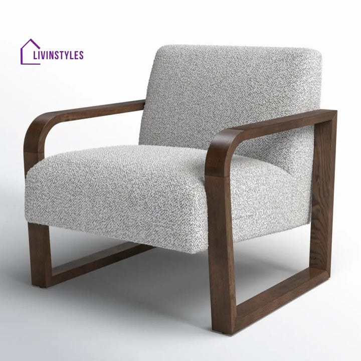 Aahana Solid Wood and Fabric Arm Chair | Living Room Chair | Lounge Chair