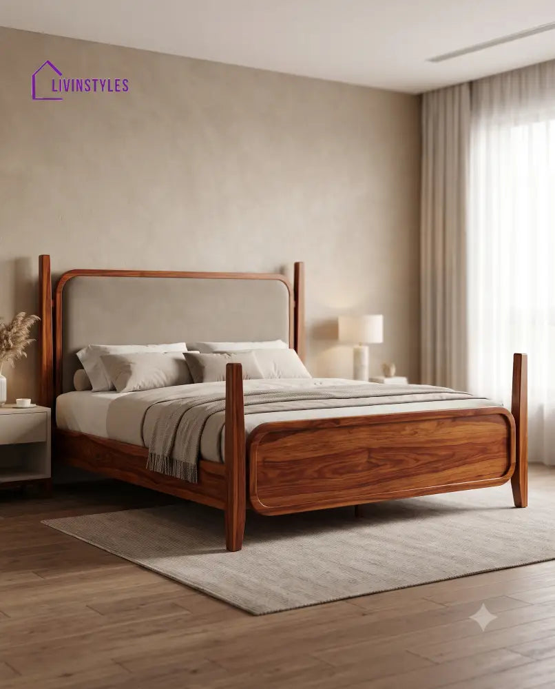 Aahana Wooden Bed | Solid Wood Double Bed | Wooden King size bed & Wooden Queen size bed