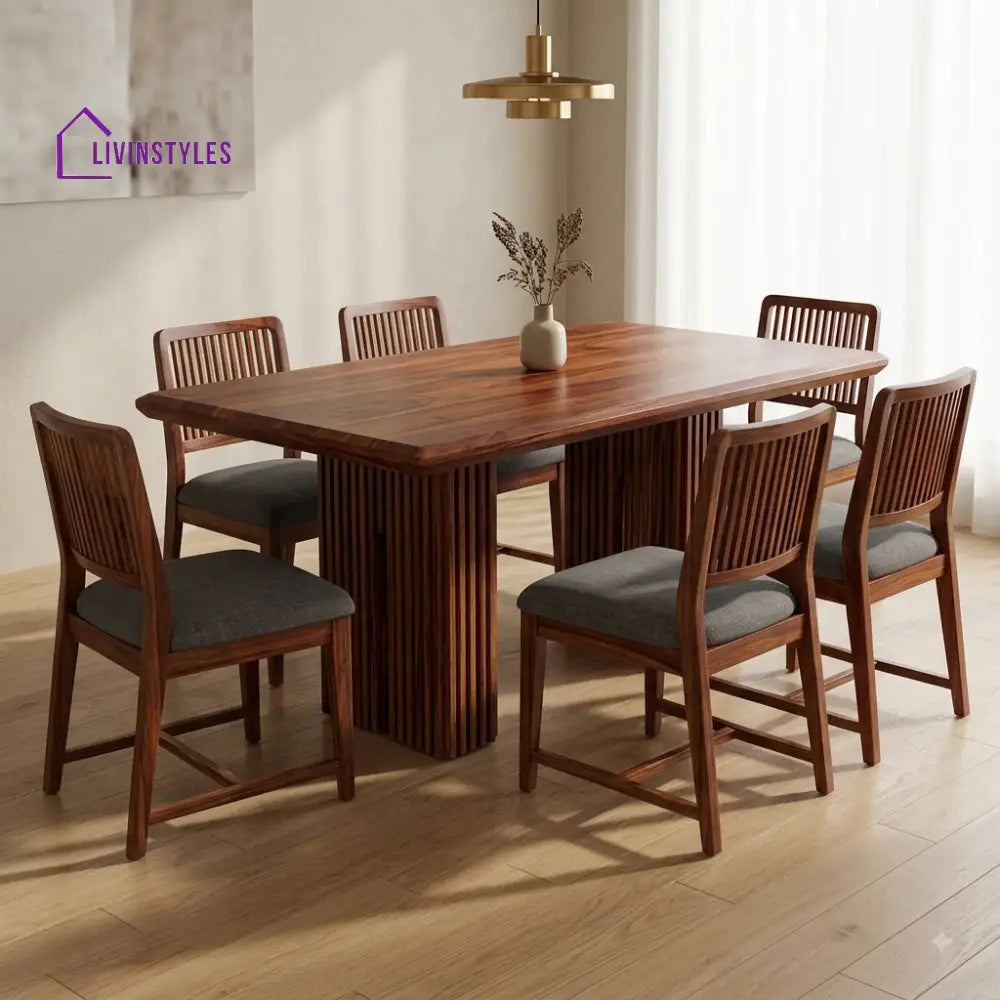 Aakanksha Premium Wooden 6 Seater Dining Table Set
