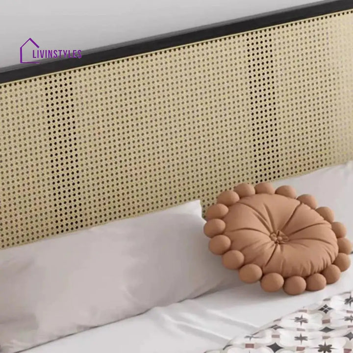 Aakesh Solid Wood And Cane Weaving Bed without Storage