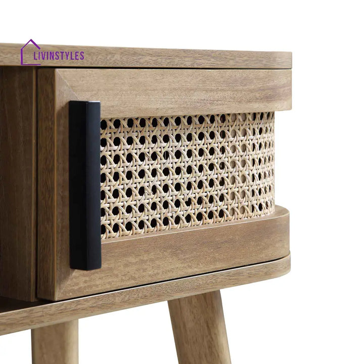 Izzy Curved Rattan 2-Door Table Natural Console Tables