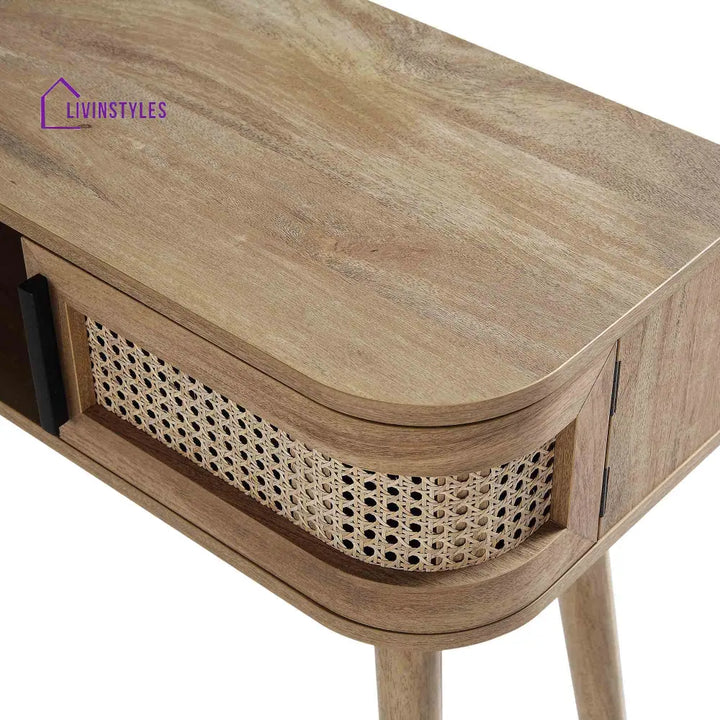 Izzy Curved Rattan 2-Door Table Natural Console Tables