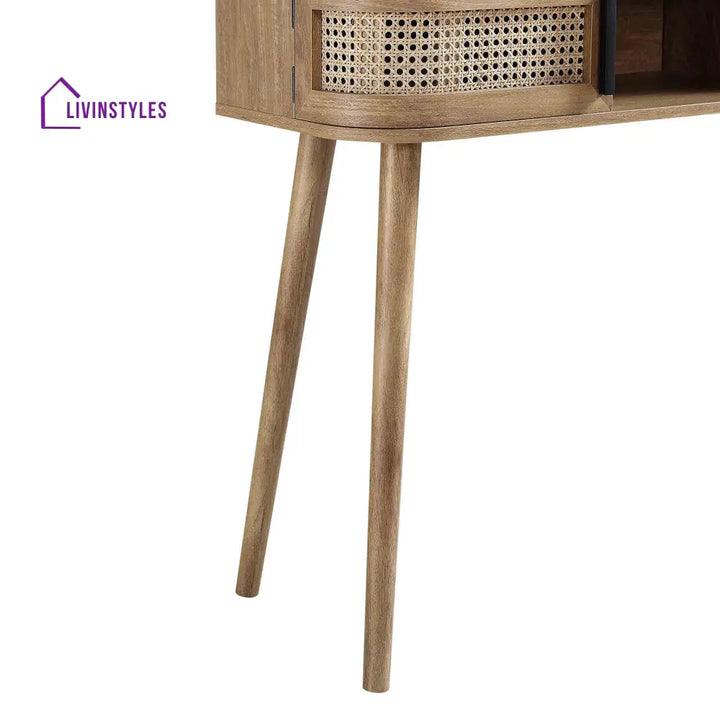 Izzy Curved Rattan 2-Door Table Natural Console Tables