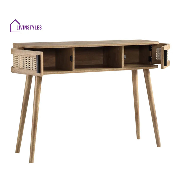 Izzy Curved Rattan 2-Door Table Natural Console Tables
