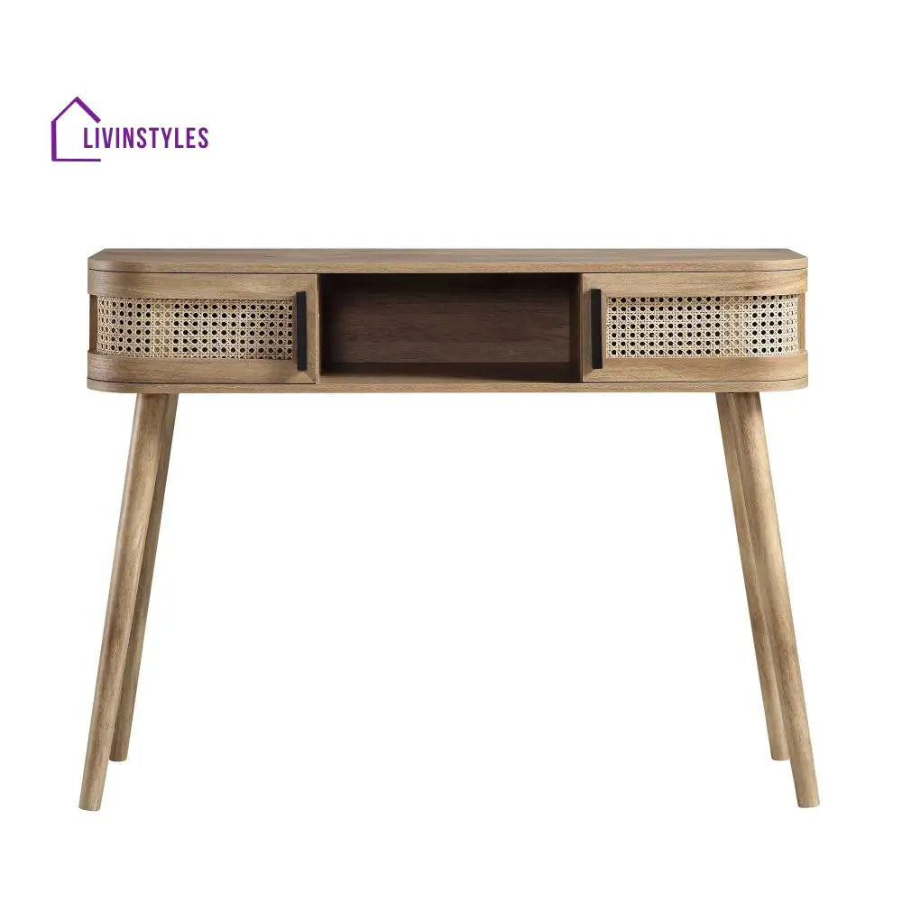 Izzy Curved Rattan 2-Door Table Natural Console Tables