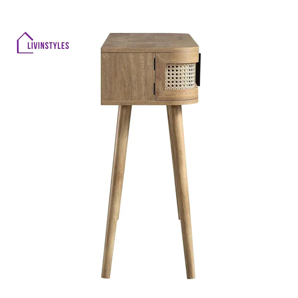 Izzy Curved Rattan 2-Door Table Natural Console Tables