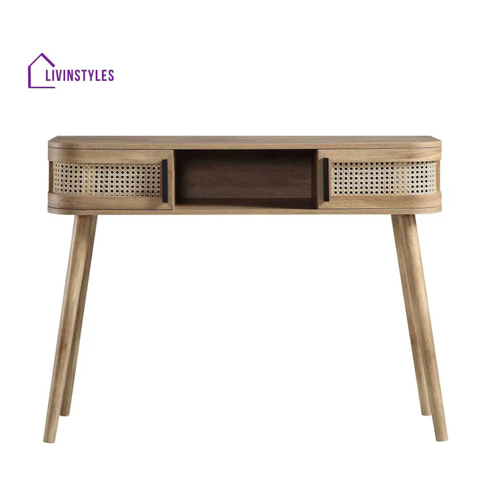 Izzy Curved Rattan 2-Door Table Natural Console Tables