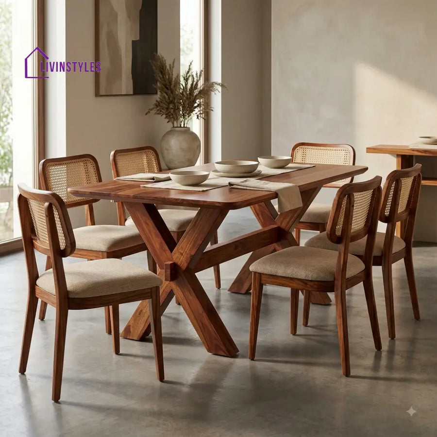 Aamani Premium Wooden 6 Seater Dining Table Set