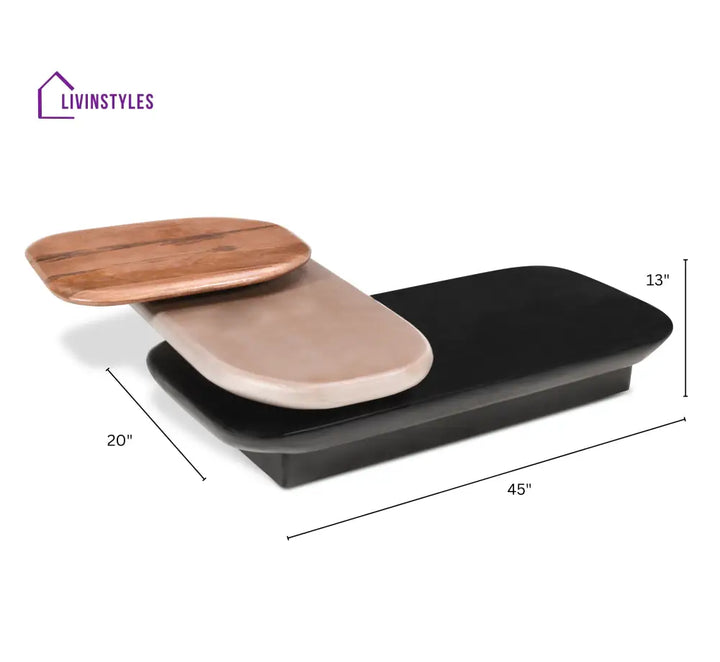 Aanya Pebble Wooden Rotating 3-Tier Centre Table Centre Tables