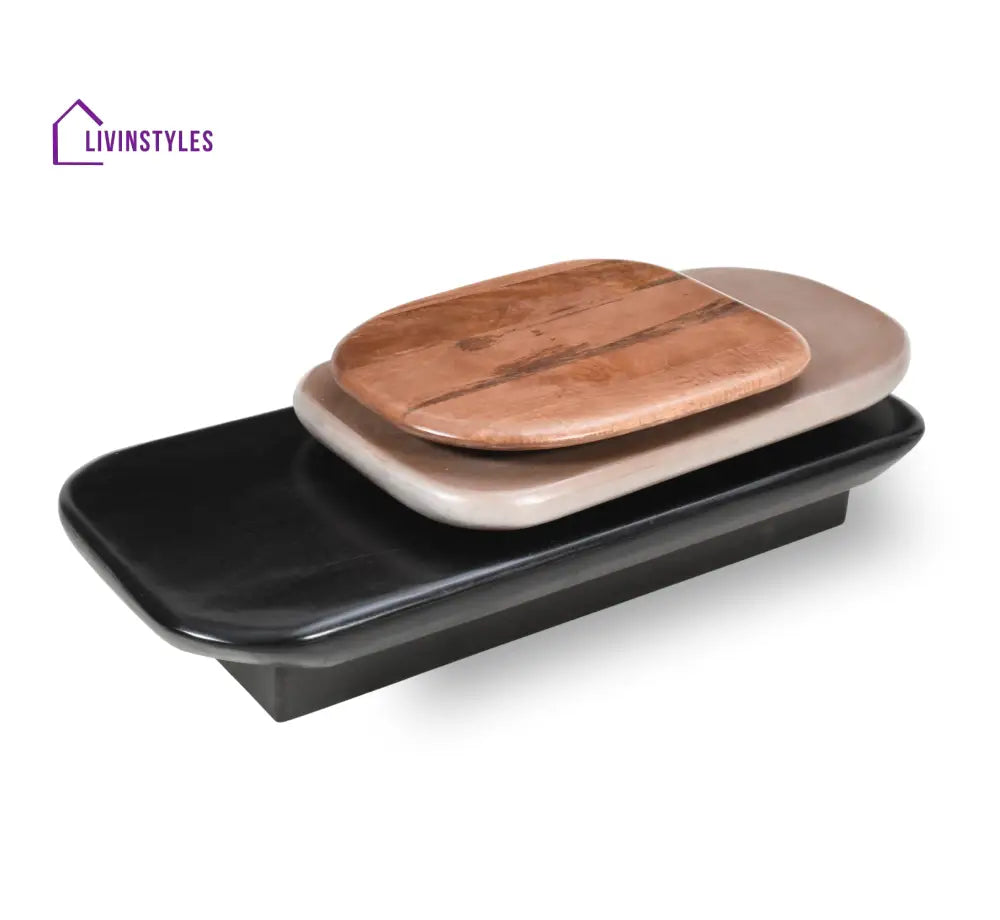 Aanya Pebble Wooden Rotating 3-Tier Centre Table Centre Tables