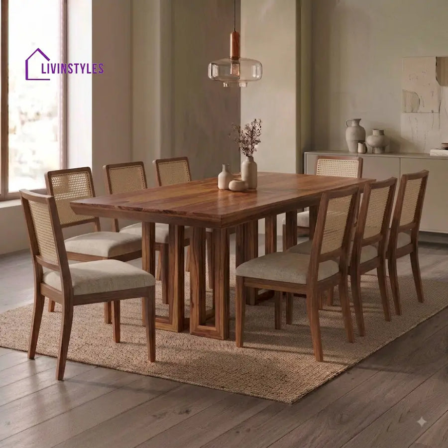 Aaradhya Premium Solid Wood 8 Seater Dining Table Set