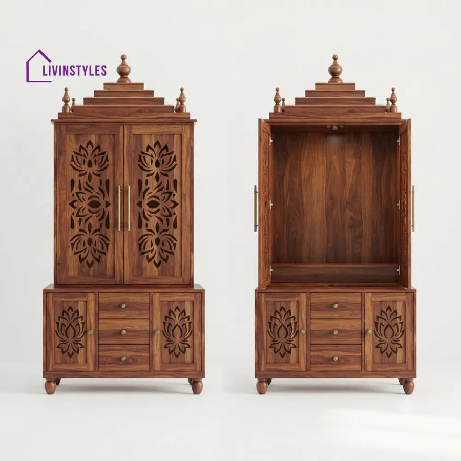 Aaradhya Premium Solid Wood Home Temple | Pooja Mandir for Home