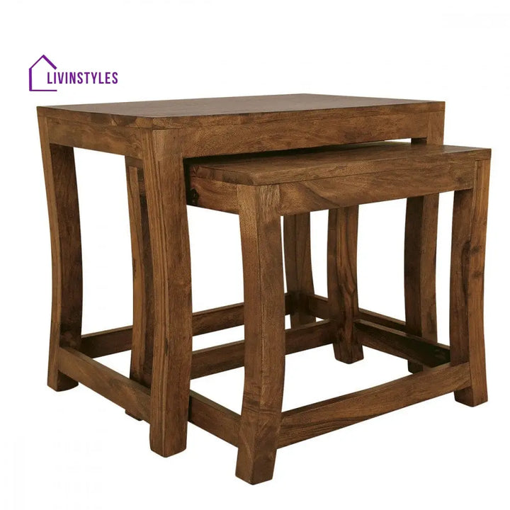 Aaradhya Solid Sheesham Wood Nested Tables In Honey Finish