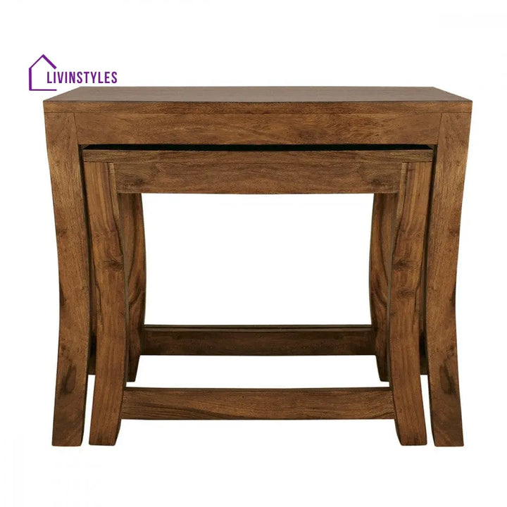 Aaradhya Solid Sheesham Wood Nested Tables In Honey Finish