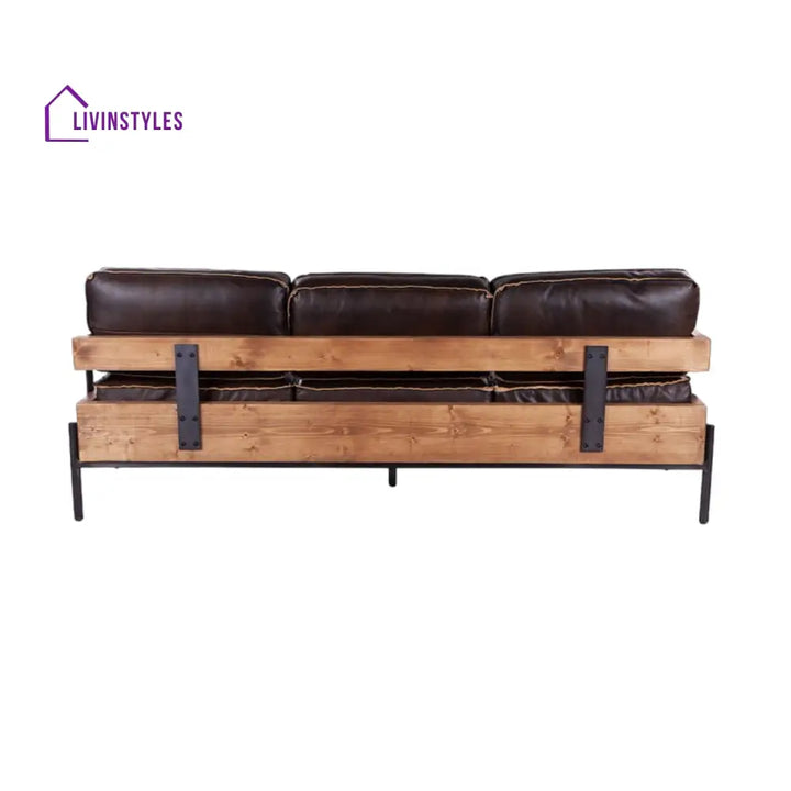 Aerlene 3 Seater Leather Sofa Brown