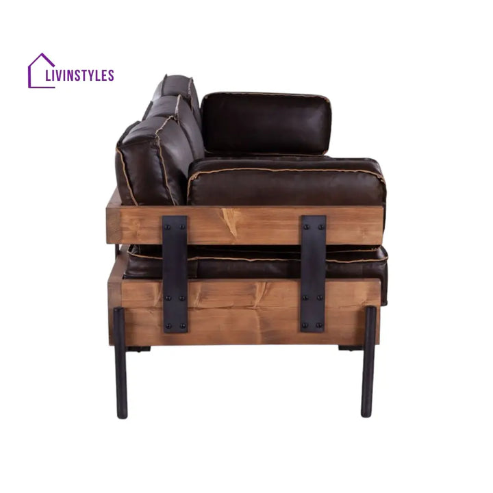 Aerlene 3 Seater Leather Sofa Brown