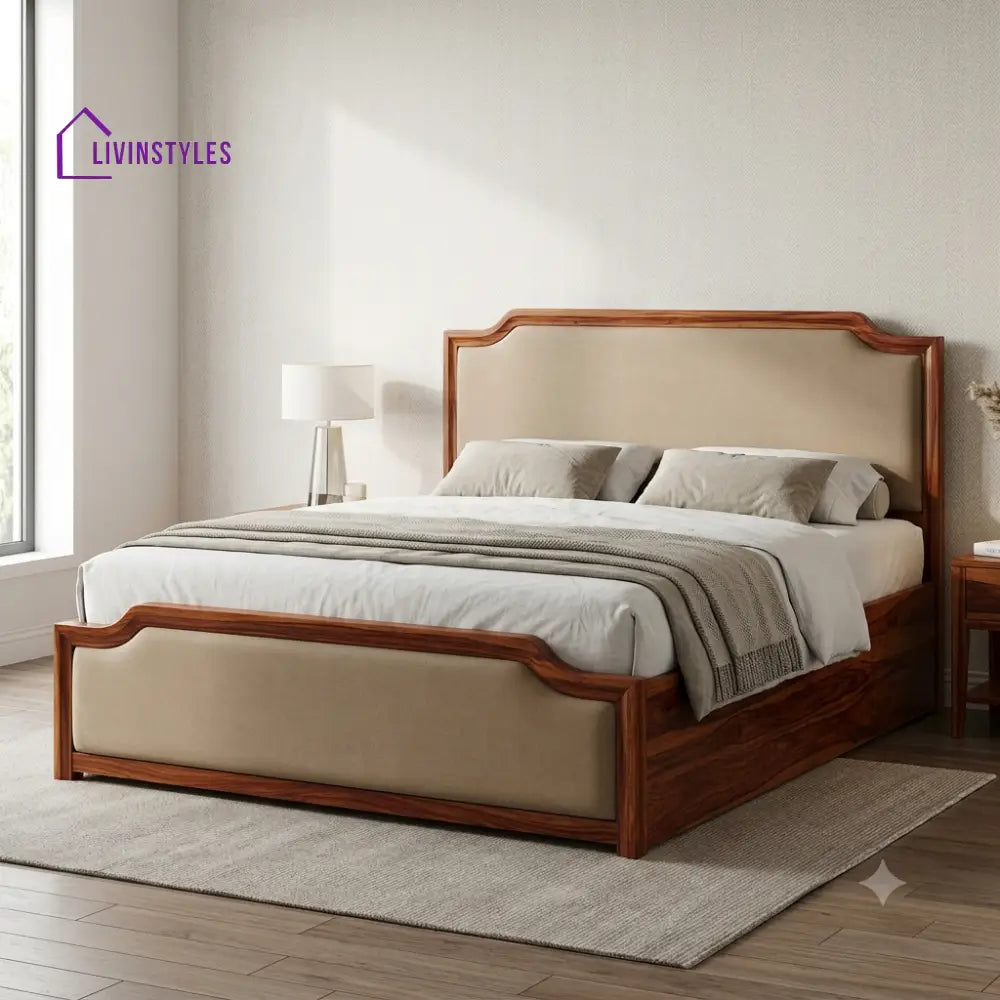 Aarav King Size Hydraulic Storage Double Bed With Mattress Sheesham Wood
