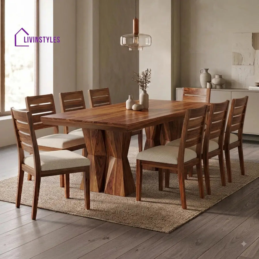Aarav Premium Solid Wood 8 Seater Dining Table Set