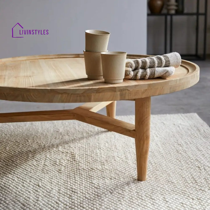 Aarav Round Coffee Table – Mango Wood (Mango Wood Round W90 D90 H35 cm) Coffee Table